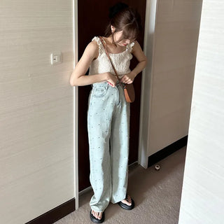 Cubic Wide Denim Pants