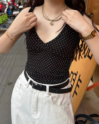 Polka Dot V-Neck Sleeveless