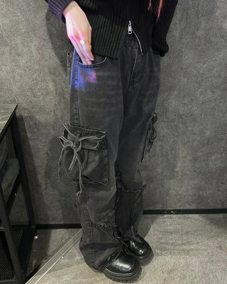 Cargo denim pants