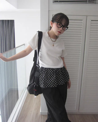 Polka Dot Skirt Layered Cotton Pants