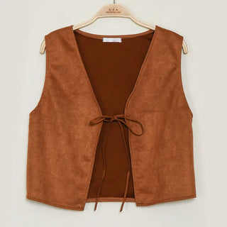 Suede layered vest