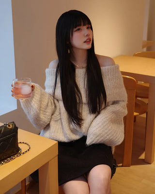 Oversized off-shoulder knit