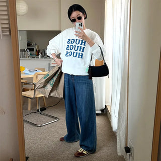 Wide denim pants