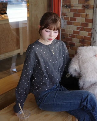 Two-tone polka dot cardigan