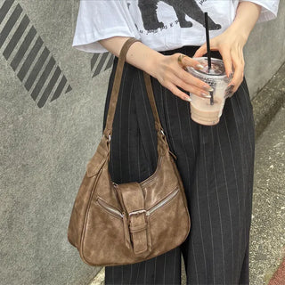 Buckle Zipper Shoulder Bag