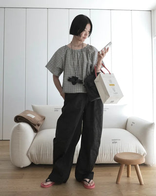 Snap Button Balloon Pants