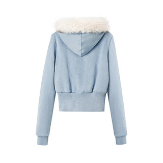 Ice Mist Blue Casual Hooded Jacket