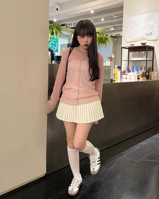 Ribbon sheer long-sleeve T-shirt