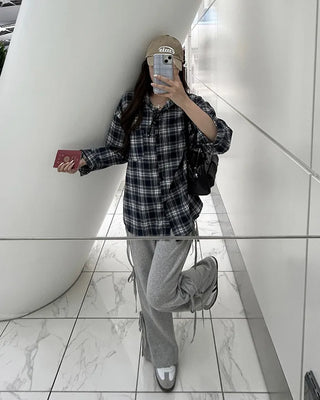 Loose-fit check shirt