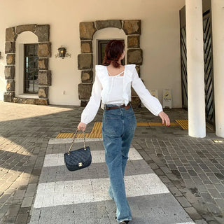 Square frill blouse