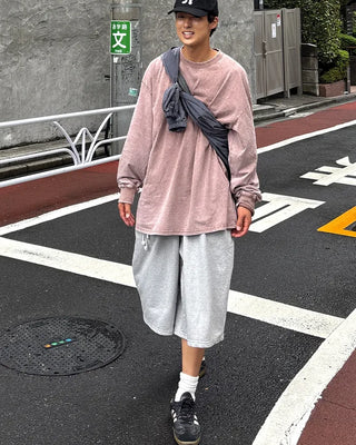 Belted wide sweat Bermuda shorts