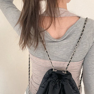 Striped halter neck tank top
