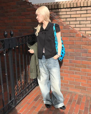 Wide denim pants