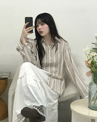 One-pocket multi-stripe shirt