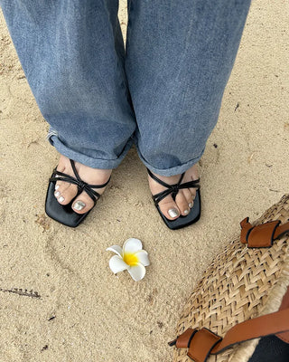 Strap Square Toe Slippers