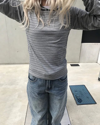 Round neck striped T-shirt