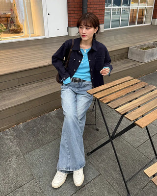 Wide denim pants