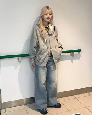 Asymmetrical zip-up hoodie