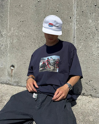 Biker short-sleeved T-shirt
