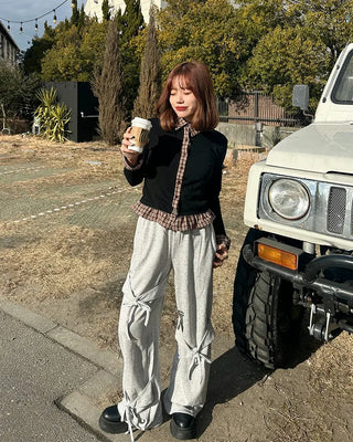 Easy pants with waist string ribbon detail