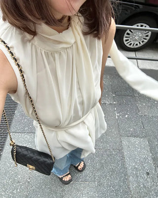 Chiffon scarf detail blouse