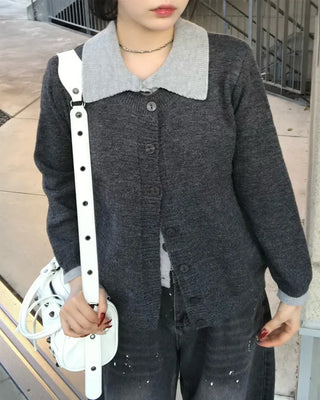Layered knit cardigan