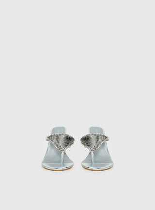 Miss You More Glitter Mesh Heels Silver