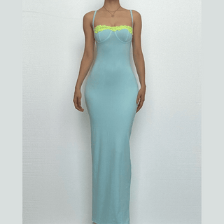 Lace hem backless cami maxi dress