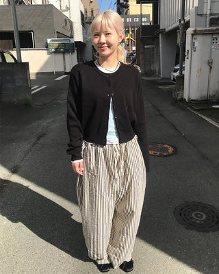 Striped pants with string waistband
