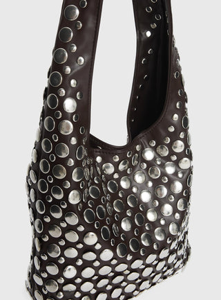 In The Crowd Shoulder Bag Brown  Silver