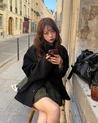 High-neck zip-up blouson