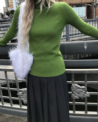 Half-neck long-sleeve T-shirt