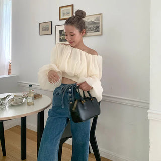 Balloon cropped blouse