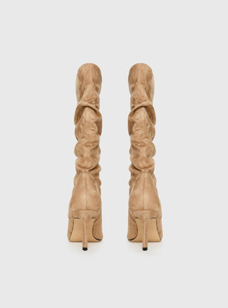 Such A Charmer Faux Suede Scrunch Boot Tan