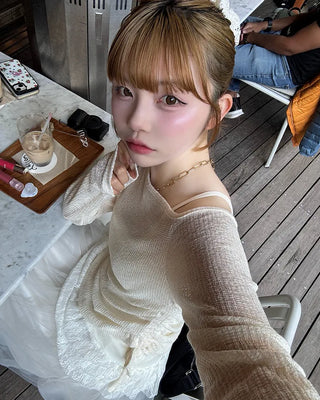 Lace sleeveless top & T-shirt set