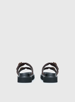 Ma Belle Sandals Contrast Stitch Chocolate