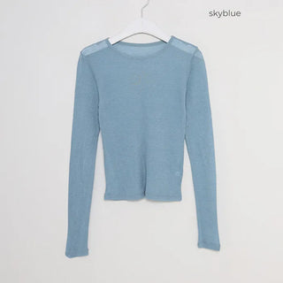 See-through modal long-sleeved T-shirt