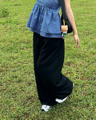 Belted wide sweatpants