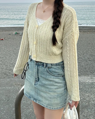 Cable Cropped Cardigan