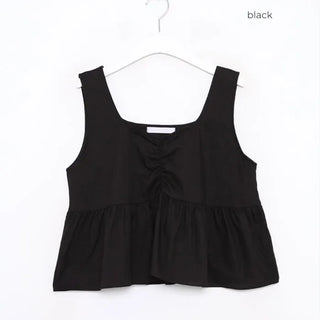 Shirred sleeveless blouse