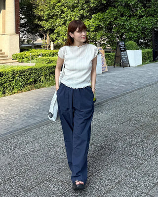 Pleated Wave Half Sleeve T-Shirt