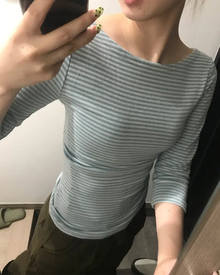Boat neck striped T-shirt