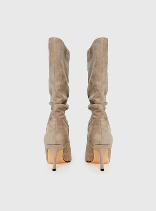 Such A Charmer Faux Suede Scrunch Boot Taupe