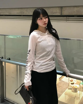 Slim-fit sleeve lettering hoodie