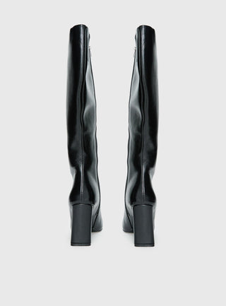 Sawyer Knee High Boots Black Crinkle