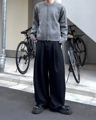 Knit zip-up jacket