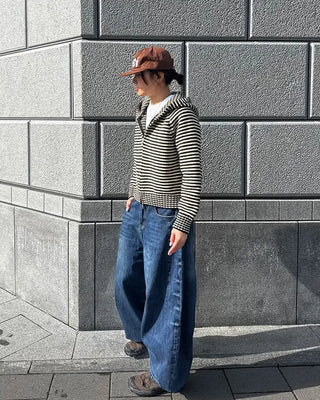 (Unisex) Washed Balloon Denim Pants