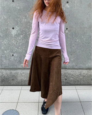Round neck sheer long sleeve