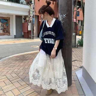 Half-lace long skirt