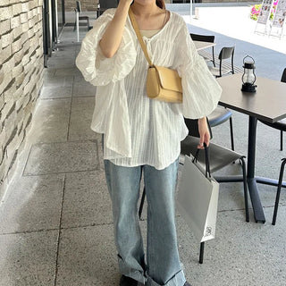 Puff-sleeve blouse